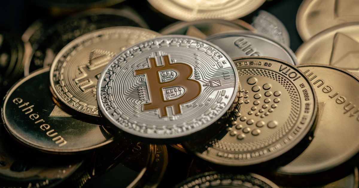 Close-up of various cryptocurrency coins representing digital assets and investment diversification